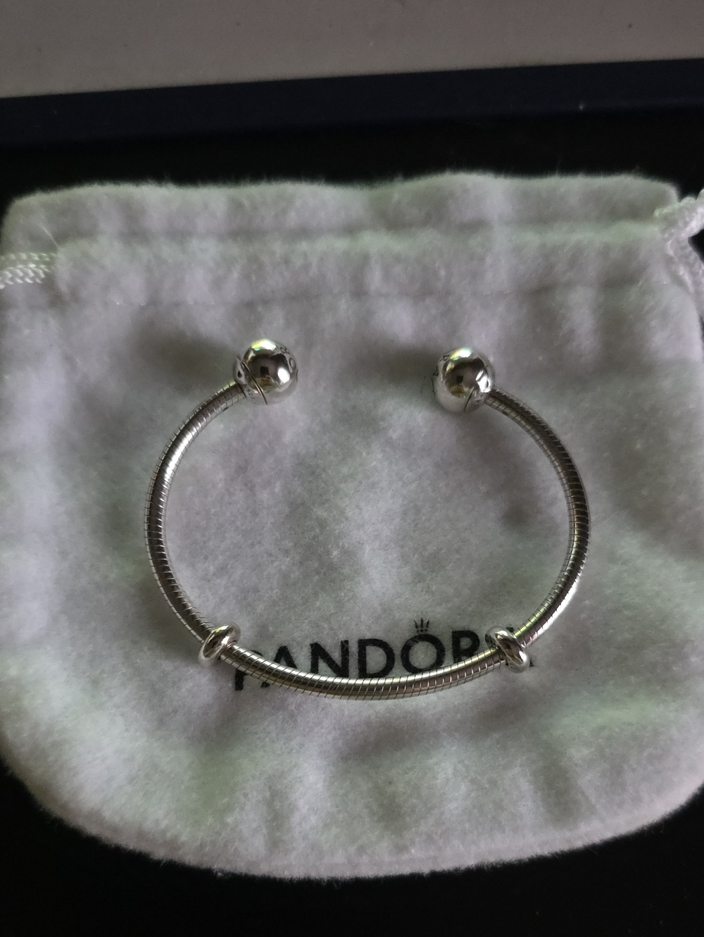Pandora Silver Open Bangle Bracelet with Polished Ends